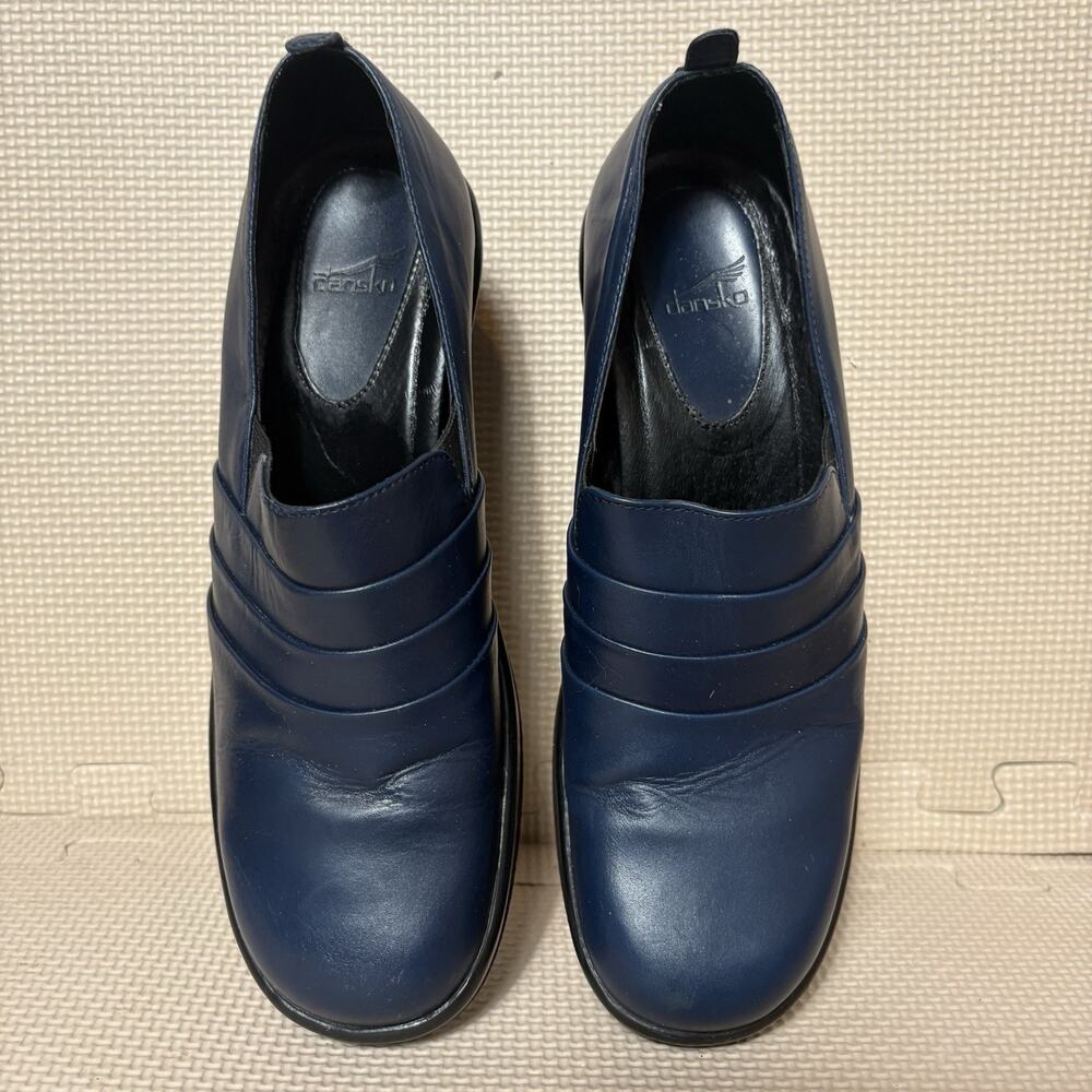 Dansko Womens Blue Leather Aubrey Pleated Slip-on Clogs Shoes EU 41/US 10.5 Work - Picture 4 of 11